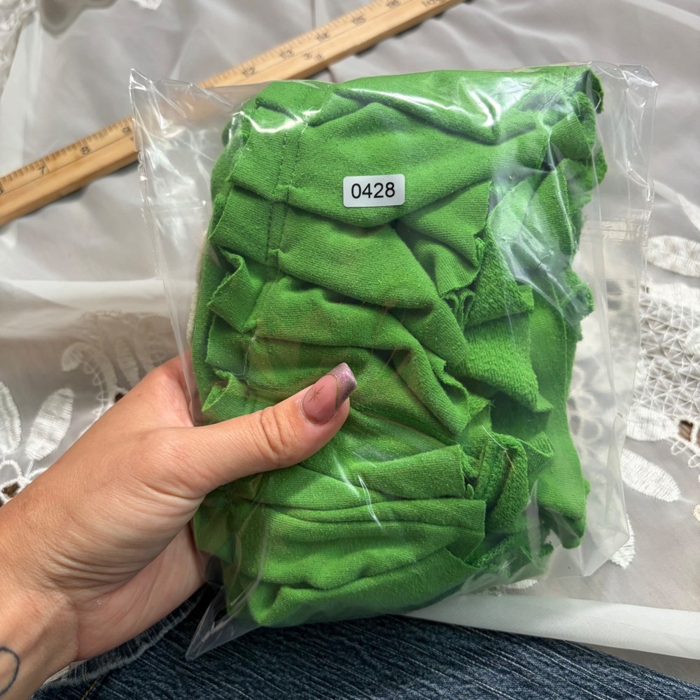 Y2K RARE Abercrombie Green Ruffle Mini Skirt Sweatshirt Material Drawstring - Picture 8 of 8